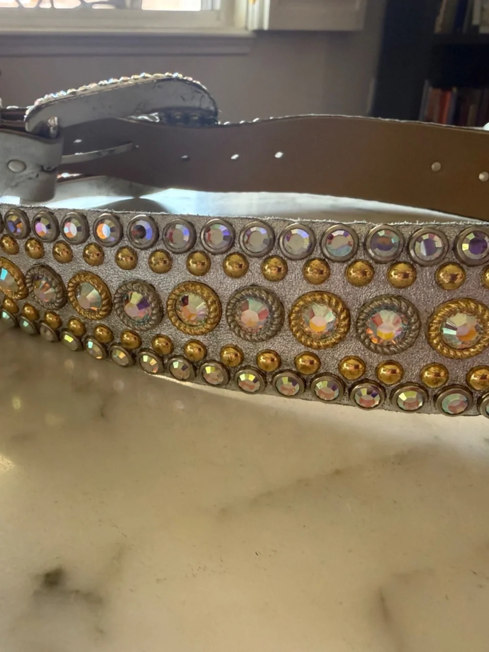 Women’s white  and gold  Kippys Swarovski crystal belt